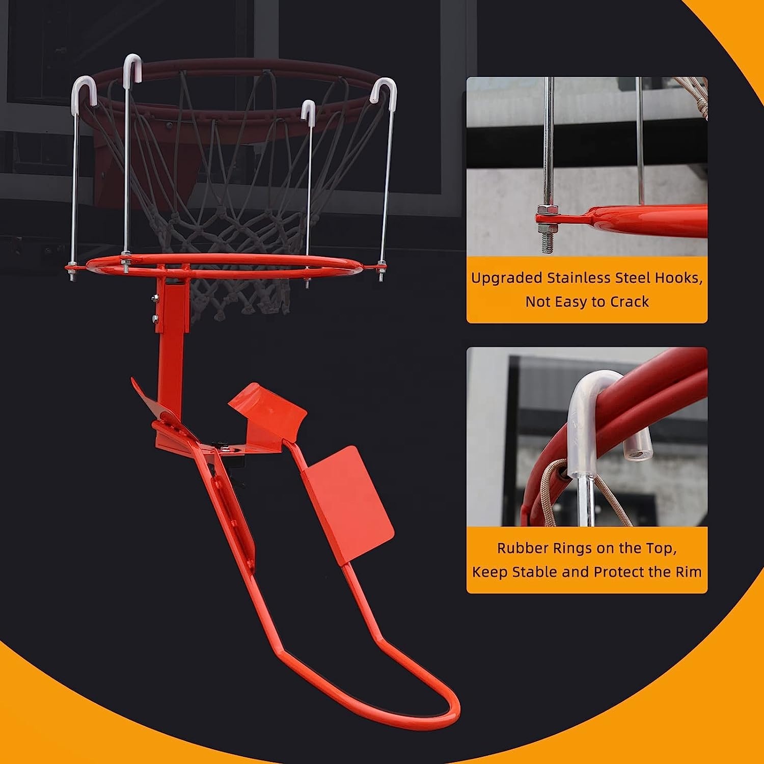 Heavy Equipment Attachments - Heavy-Duty Steel Basketball Return Attachment Hoop