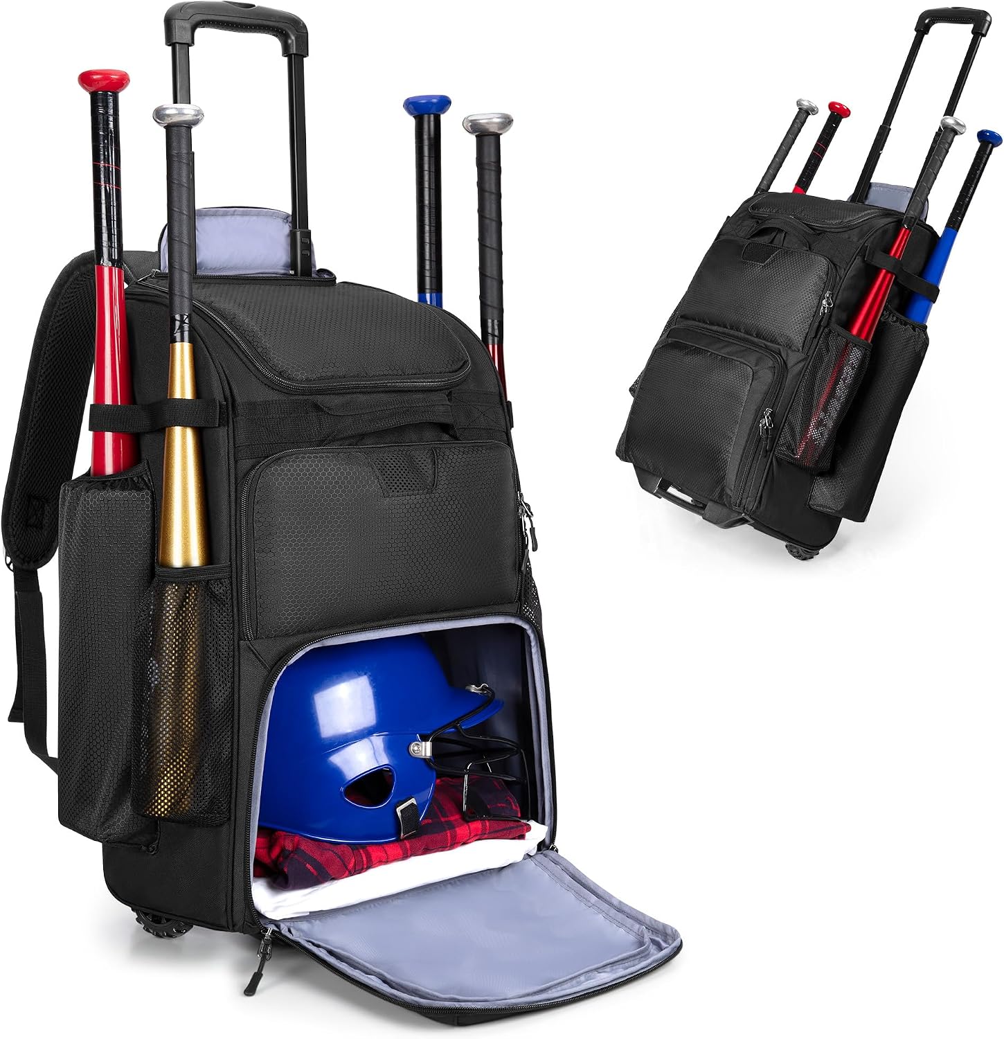Heavy Equipment Usa - Rolling Baseball Backpack With Wheels Heavy