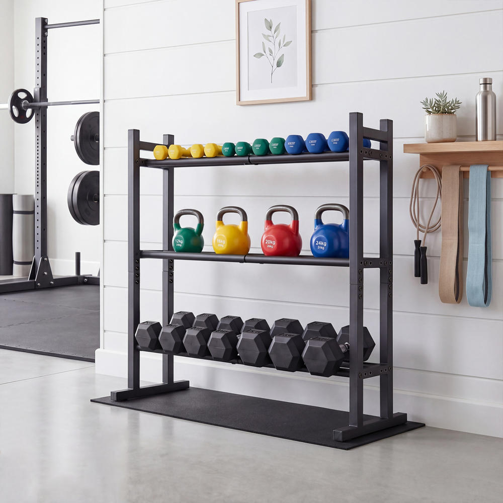 Heavy Duty 3-Tier Dumbbell Rac - Heavy Equipment Usa 评论和价格