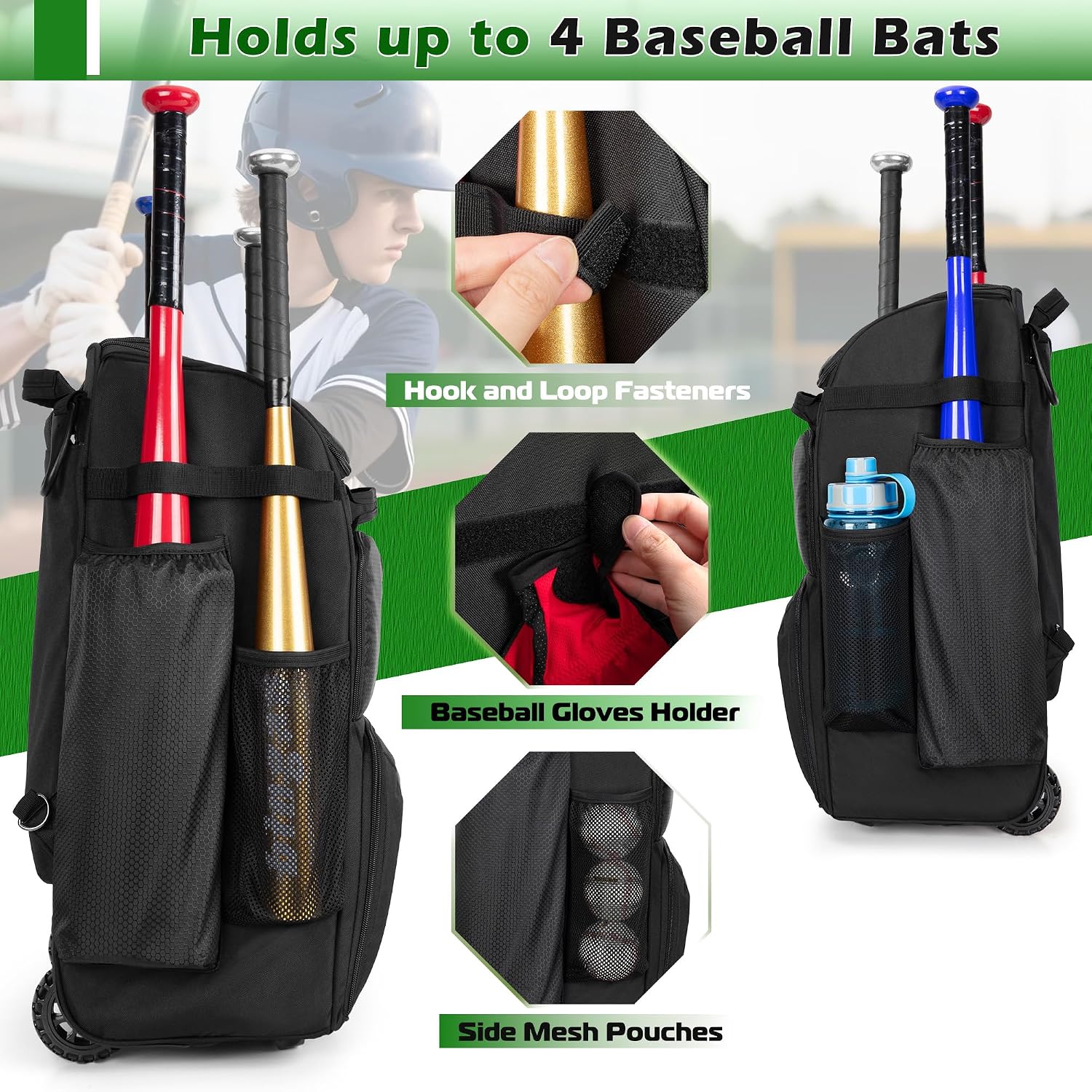 Rolling Baseball Backpack With - Heavy Equipment Usa 评论和价格