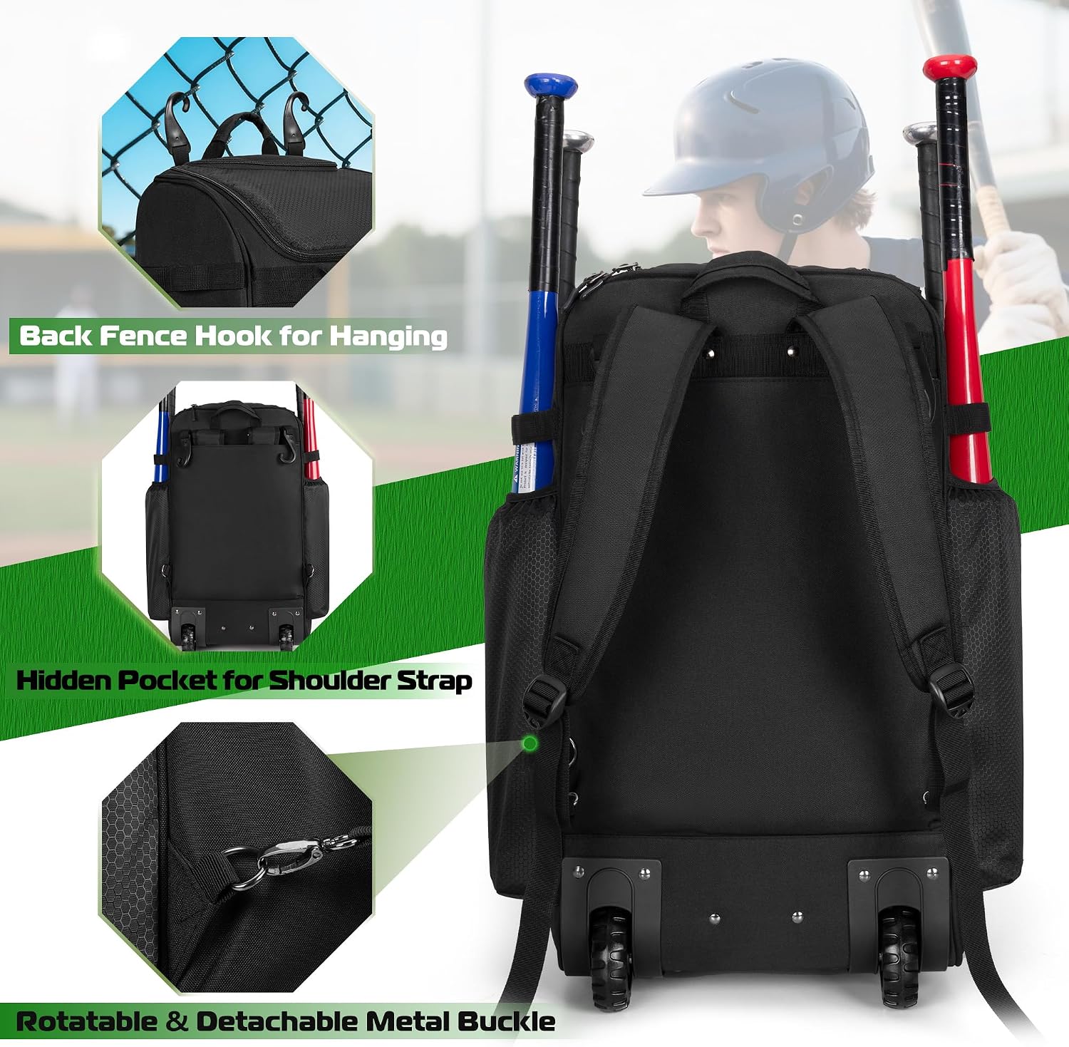 Rolling Baseball Backpack With - Heavy Equipment Usa 评论和价格